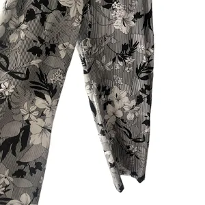 Anthropologie Monteau M Linen Blend Floral Black White Wide Leg Pants Coastal‎ Lightweight thumbnail 4