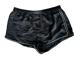 Morgan Lane Heart-Pocket Silk-Blend Sleep Shorts in Black S thumbnail 1