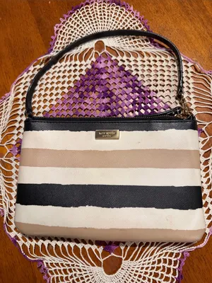 kate spade Striped Shoulder Bag in Black, Cream & Tan thumbnail 1