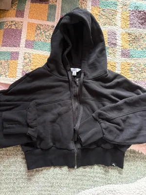 JoyLab Cropped Zip-Up Hoodie Black thumbnail 1
