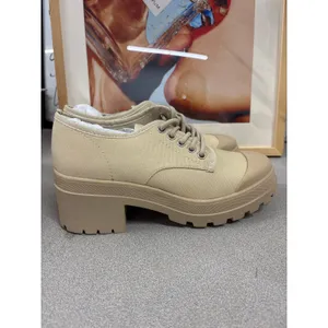 NIB Chinese Laundry Sz 7.5 Banner Cream Canvas Lace Up Block Heel Oxford Shoes thumbnail 4