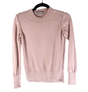 Everlane Womens Sweater Crew Neck Cotton Ribbed Light Pink XS thumbnail 1