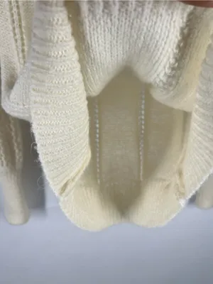 Open-Knit‎ Crewneck Sweater in Cream - Women's thumbnail 5