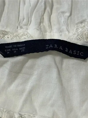 Zara Women’s Size M White Cotton Lace Trim Lined Spaghetti Strap Mini Slip Dress thumbnail 5