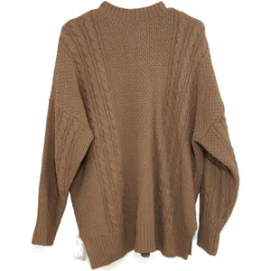 Womens Abercrombie & Fitch Brown Cable Knit Long Sleeve Crew Neck Sweater Size M thumbnail 2