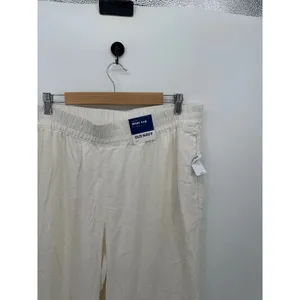 Old Navy Womens White Wide Leg High‎ Rise Linen Blend Pants Size XL Stretch Pull thumbnail 4
