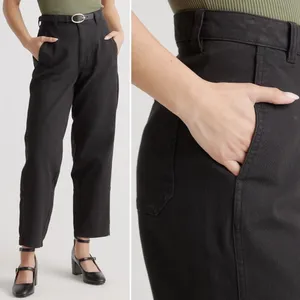 Quince Organic Stretch Cotton Twill Barrel Pants in Black Size 4 thumbnail 5