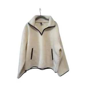 H&M Divided Teddy Fleece Pullover Medium Ivory Sherpa 1/4 Zip Cozy Jacket thumbnail 2