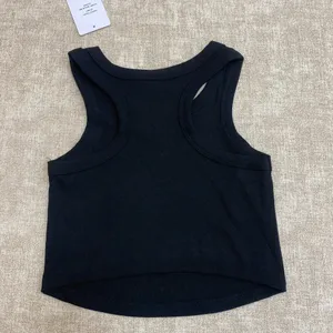 Alo Black Ribbed Racerback Cropped Sports Tank thumbnail 2