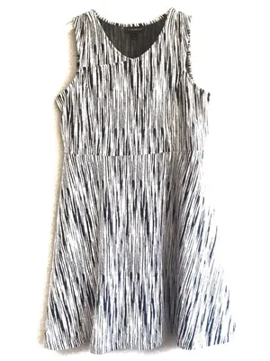 Lane Bryant Black White Textured Knit Sleeveless Fit & Flare Skater Dress thumbnail 2