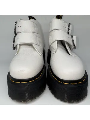 Dr. Martens Women's Devon Hearts White Leather PLATFORM Boots US 5 Buckle SlipOn thumbnail 3