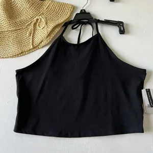 NEW BP halter Crop Top black off Back 1X Boho summer thumbnail 4