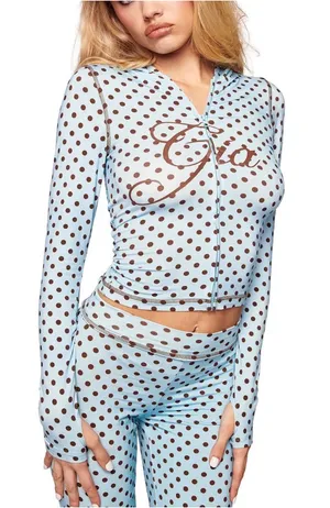 I.AM.GIA Blare Hoodie Polka Dot Blue Medium NWT thumbnail 1