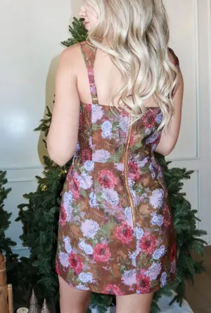 Floral Mini Dress Brown thumbnail 2