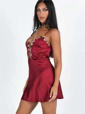Princess Polly Tamal Mini Dress in Burgundy Size 6 New with tag thumbnail 3