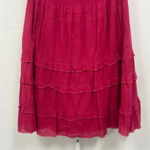 Cabi Raspberry Pink Tiered Cotton Midi Skirt Smocked Waist Boho Medium‎ Picnic thumbnail 4