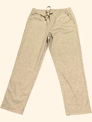 LOFT Neutral Ribbed Straight Leg Knit Pants in Beige thumbnail 1