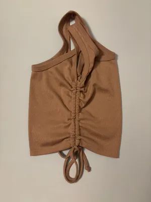 Ruched Ribbed Tank Top Brown thumbnail 3