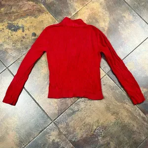 Lauren Ralph Lauren Red Ribbed Sweater Shawl Collar Gold Button Medium thumbnail 12