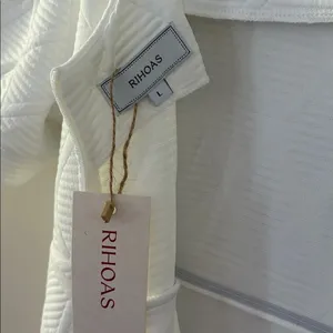 Rihoas The Solid Textured Puff Short Sleeve Mini Dress Square Neck White Size L‎ thumbnail 10