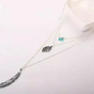NEW Boho‎ Silver Multilayer Turquoise Leaf Necklace thumbnail 5