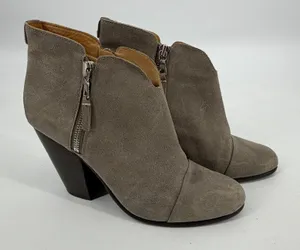 Rag & Bone Suede Block Heel Ankle Boots Taupe Side Zip Size EU 40 US 9‎ thumbnail 1