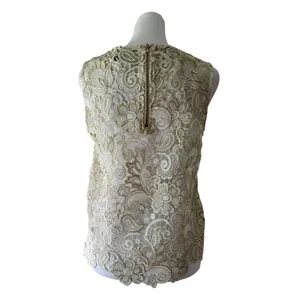 Endless Rose Sheer Cream Lace & Shiny Gold Tank Top thumbnail 6