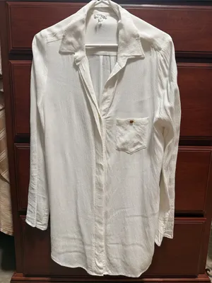 Women’s Cream Button-Down Casual Shirt - Lightweight Long Sleeve thumbnail 1