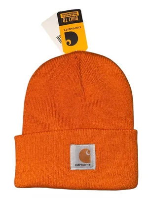 Carhartt Knit Cuffed Beanie Orange Carhartt Beanie Patch NWT thumbnail 2