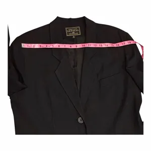 Vintage 90s Express Black Blazer‎ Made in USA Linen Rayon Tailored Jacket Med thumbnail 3