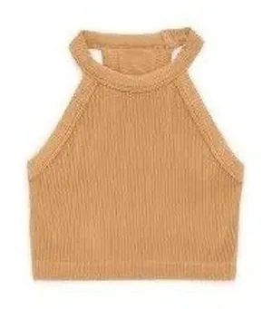 Aerie Superchill Seamless Cropped Halter Tank Womens‎ M Brown Ribbed Minimalist thumbnail 1