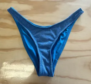 Triangl Blue Sparkly Metallic High Cut V Front Bikini Bottom Small Beach thumbnail 1