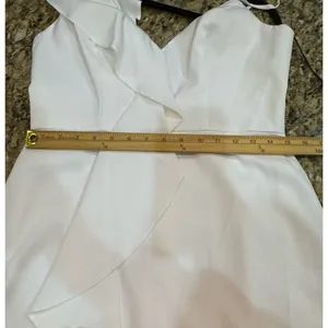 Ieena for Mac Duggal Asymmetric‎ Ruffle Cocktail Minidress White 70161 Size 8 thumbnail 8