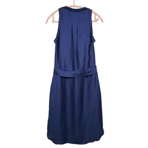 Reiss Keeley Sleeveless Belted Midi Dress Hemp Size 4 Blue Classic Quiet Luxury thumbnail 3