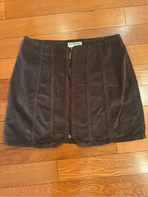We The Free Free People Layla Corduroy Zip Front Mini Skirt Brown Size 12 thumbnail 2