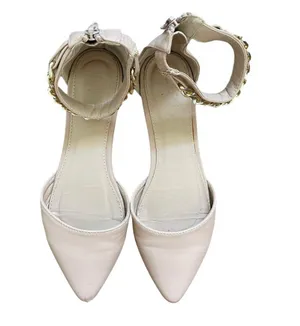 Charlotte Russe, cream, size 7 flats with chain ankle strap thumbnail 4