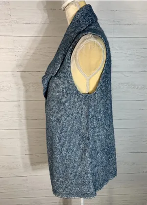 J.Jill Multi Blue Knit Open Front Draped Vest Sleeveless Sweater Xs thumbnail 3