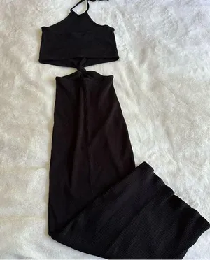 VICI Black Ribbed Cut Out Waist Maxi Dress Women's Size Small thumbnail 8