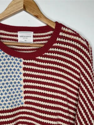 Soho & Stella New York American Flag Cropped Knit Sweater XL thumbnail 2