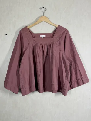 Madewell Women’s Square Neck Peasant Top Oversized Boho in Antique Plum XL thumbnail 2