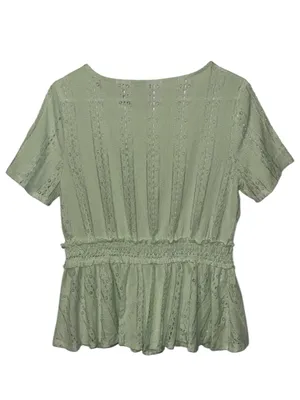 Cato Short Sleeve Peplum Top Green Women’s M Medium thumbnail 3