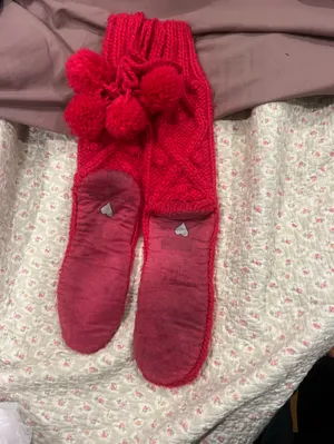 Women's Red Cable-Knit Pom-Accent Leg Warmers - Unbranded thumbnail 2