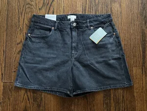 H&M Black Denim Shorts High-Rise thumbnail 1