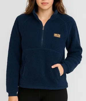 KAVU Fleece Pullover Quarter Zip Sherpa Jacket Outdoor Cozy Blue Large Travel‎ thumbnail 1
