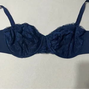 Soma Embraceable Lace Balconette Bra Navy Blue 38DD thumbnail 7
