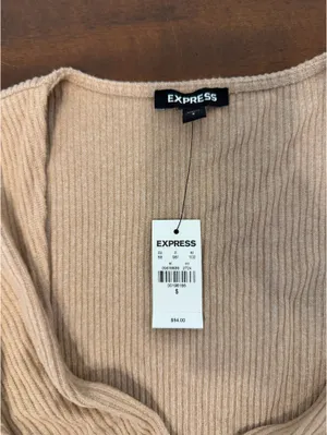 Women’s Express beige sweater long sleeve small new with tags thumbnail 2