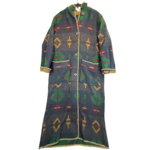 Vtg Woolrich Aztec‎ Duster Coat Reversible Southwestern Blanket Long Cardigan M thumbnail 2