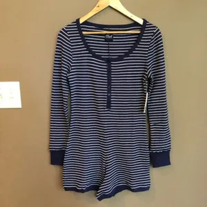 NWT PLUSH Thermal Pj Romper In Navy/cream‎ Small thumbnail 4