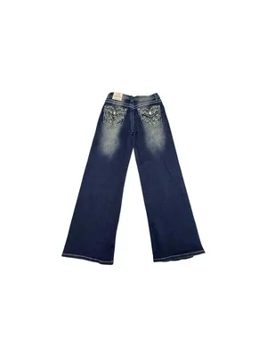 Telepatía Women’s Wide Leg Jeans Size 7/28 Mid Rise Rhinestone Pockets Y2k Style thumbnail 2