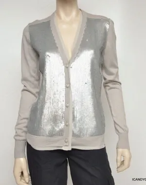 Jones New‎ York Gray Sequin Cardigan Sweater thumbnail 1